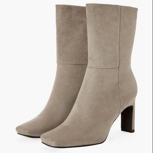 Faux Suede 3/4 Boots - Grey, Size 10
